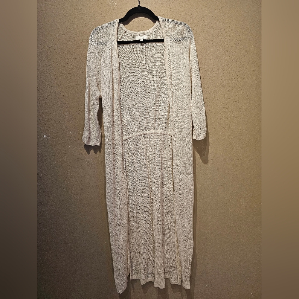 Lucky Brand Open Knit Cream Duster Cardigan Size Medium